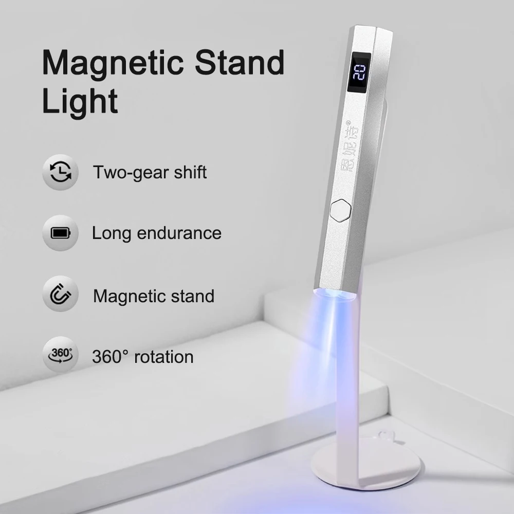 

Manicure New Metal Pen Uv Light Lamp With Display Portable Power Phototherapy Uv Led Lamps Mini Handheld Light Nail Art