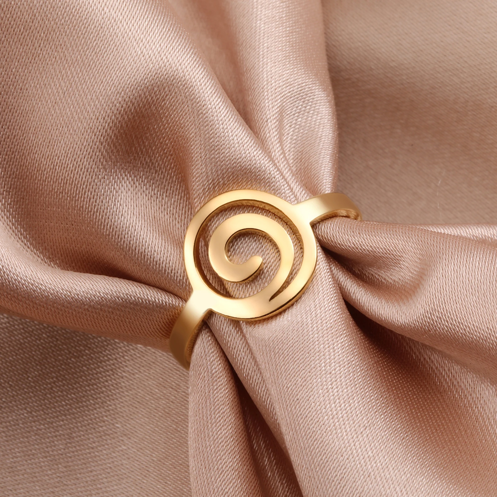 COOLTIME Spiral wirbel Kreis Ring für Frauen Edelstahl minimalist ischen Fingerring Mode Paar Schmuck Party Geschenk Großhandel – Detail 11