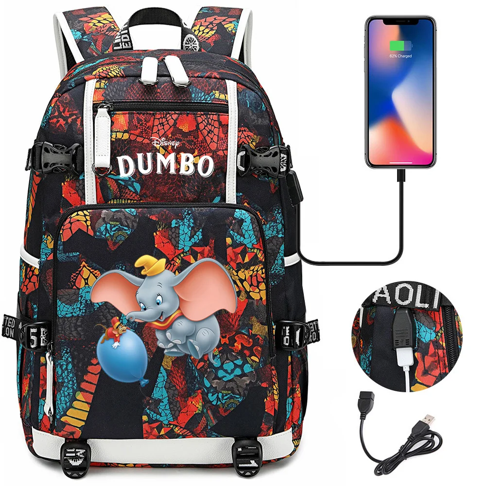 

Disney Dumbo School Backpack Women Men Laptop Travel Bag Large Waterproof Multifunction USB Charging Knapsack Mochila