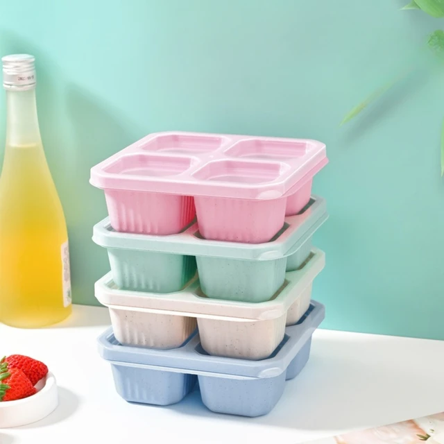 5pcs Wheat Straw Lunch Box Snack Compartment Box Nuts Candy Sealed Box Small Food Cake Fruit Refrigerator Fresh-keeping Box 3