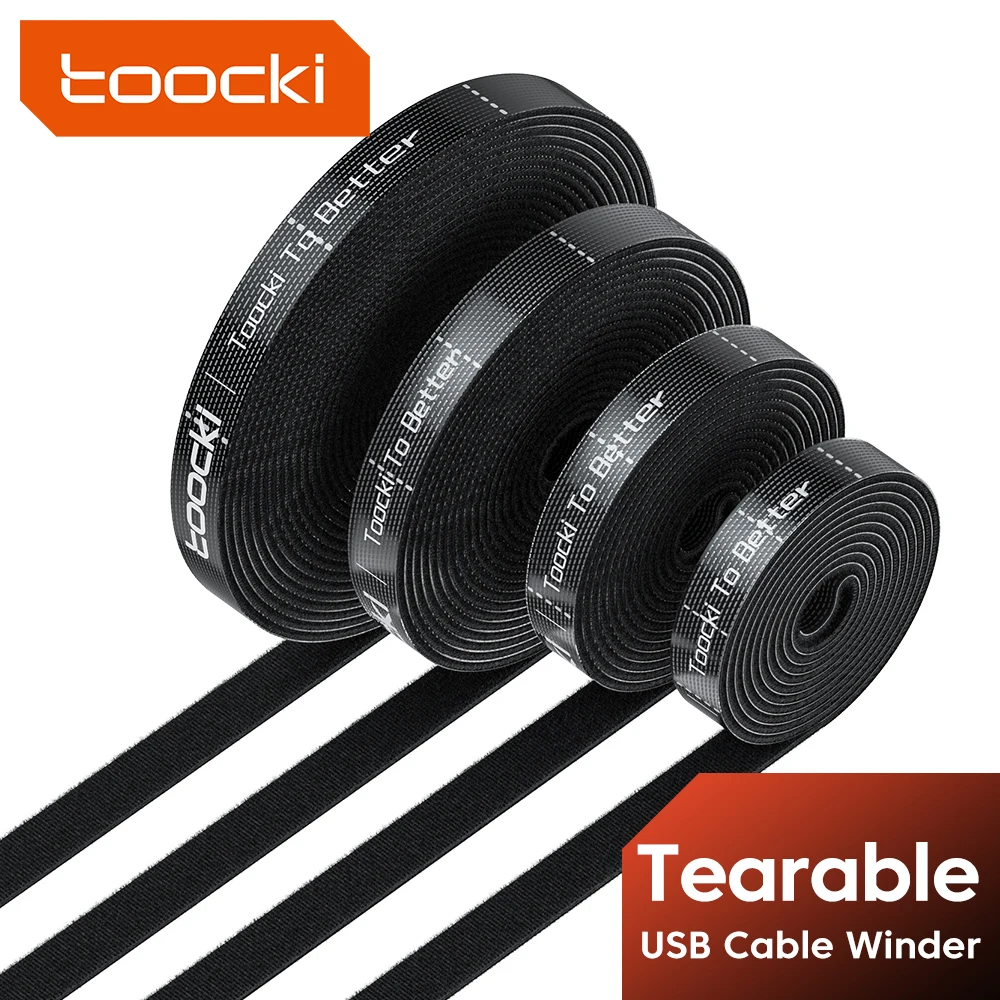 Toocki 5m cabos rasgáveis enrolador laços fita organizador de gerenciamento de cabos para telefones mouse computador fone de ouvido tv fio protetor