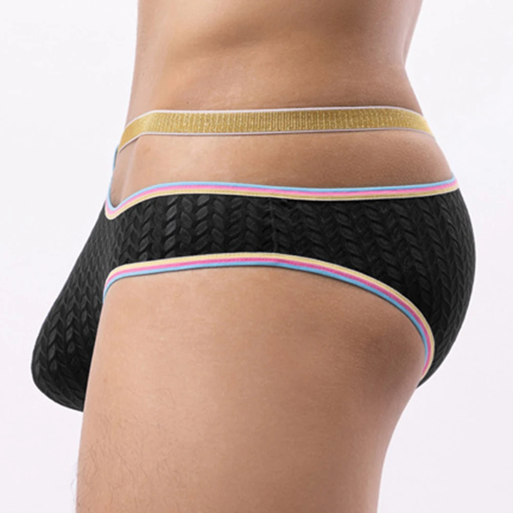 

Fashionable Men's Low Waist Mesh Panties Thongs Bikini Briefs Underwear Lingerie Black Wine Red Dark Blue Coffee