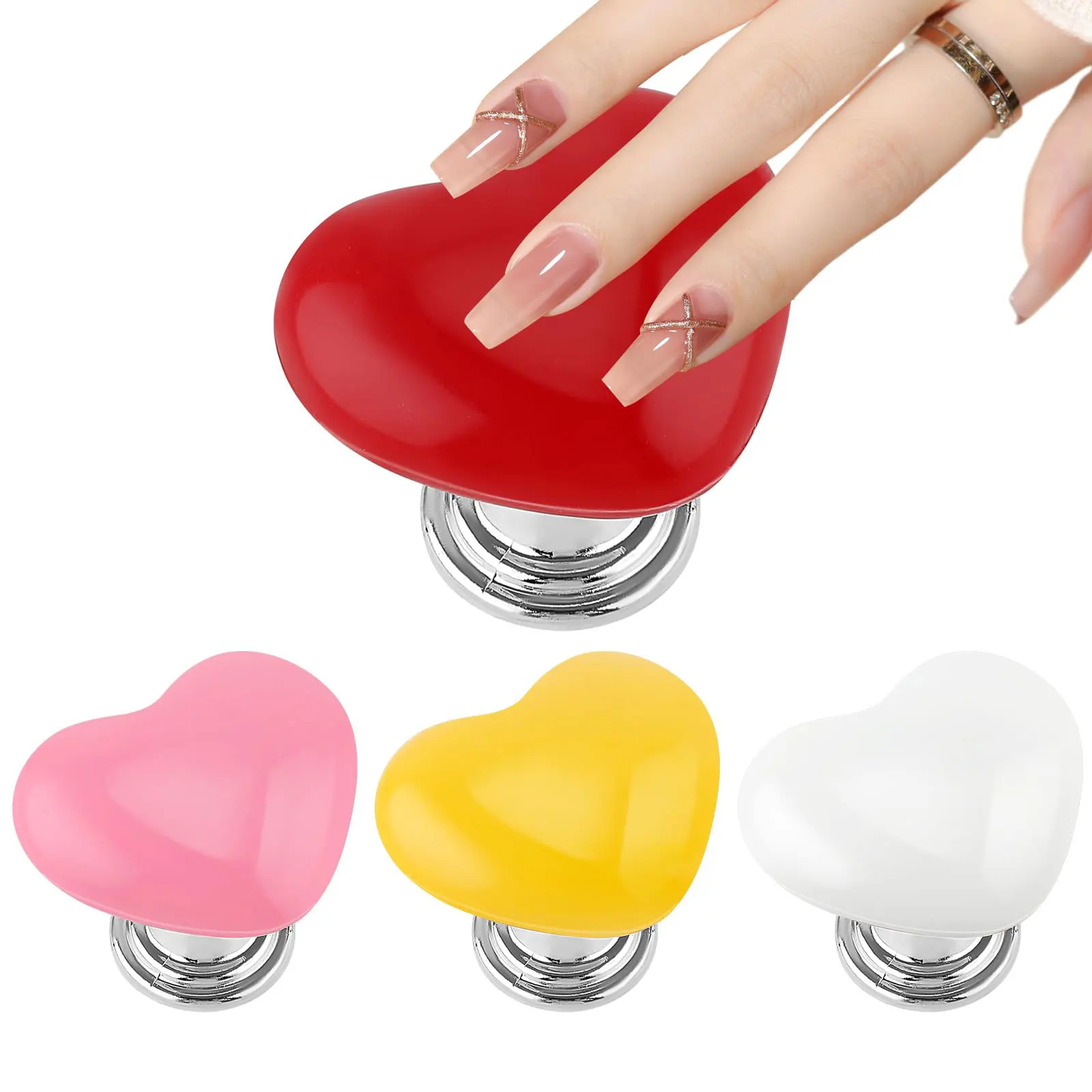Description Picture 2 of item4 Pcs Toilet Tank Press Button Topper, Love Heart Shaped Stickable Toilet Flush Button Pusher For Women Long Nail