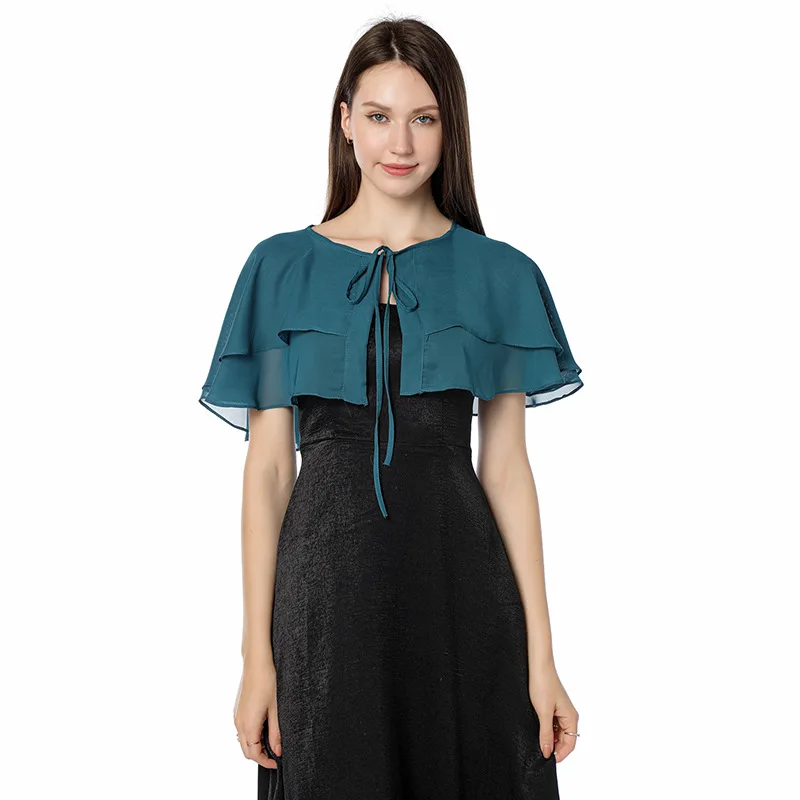 

Шифоновая шаль для невесты, подружки невесты, свадебное платье, обеденный чонсам, маленькая накидка, женский плащ, пончо, зеленые накидки, весна-осень