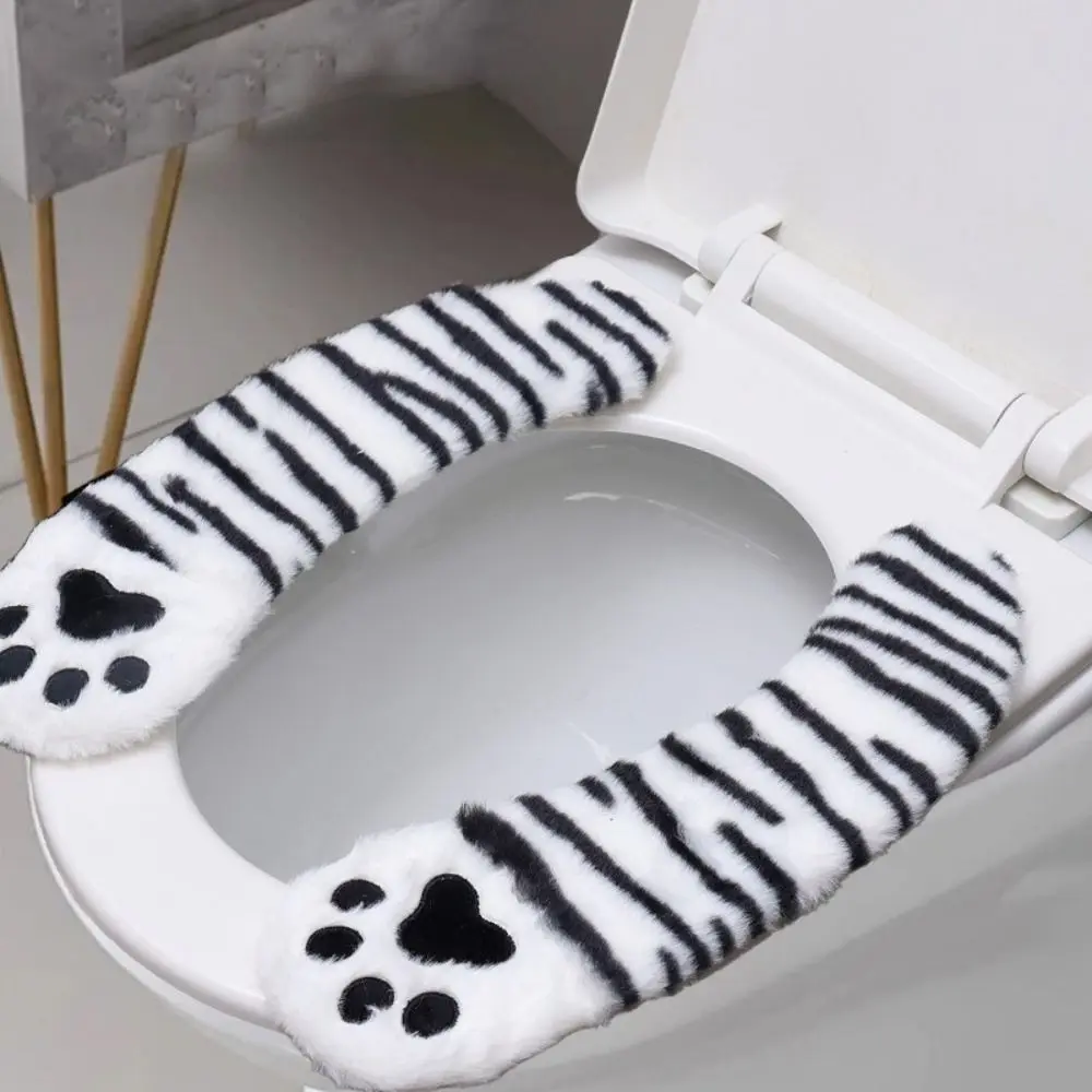Portable Cat Claw Toilet Mat Reusable Warming Toilet Seat Pad Plush Comfortable Winter Gasket Bathroom Supplies