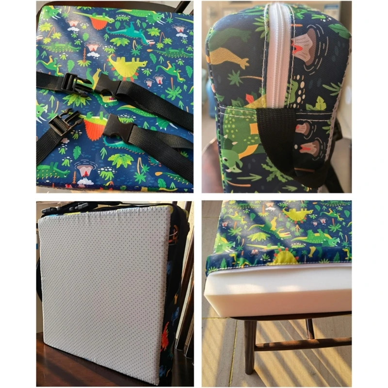 Cartoon Toddler Booster Seat Anti-Slip Children Highchair Cushion Waterproof Fabric Chair Pad for Dining Table Home