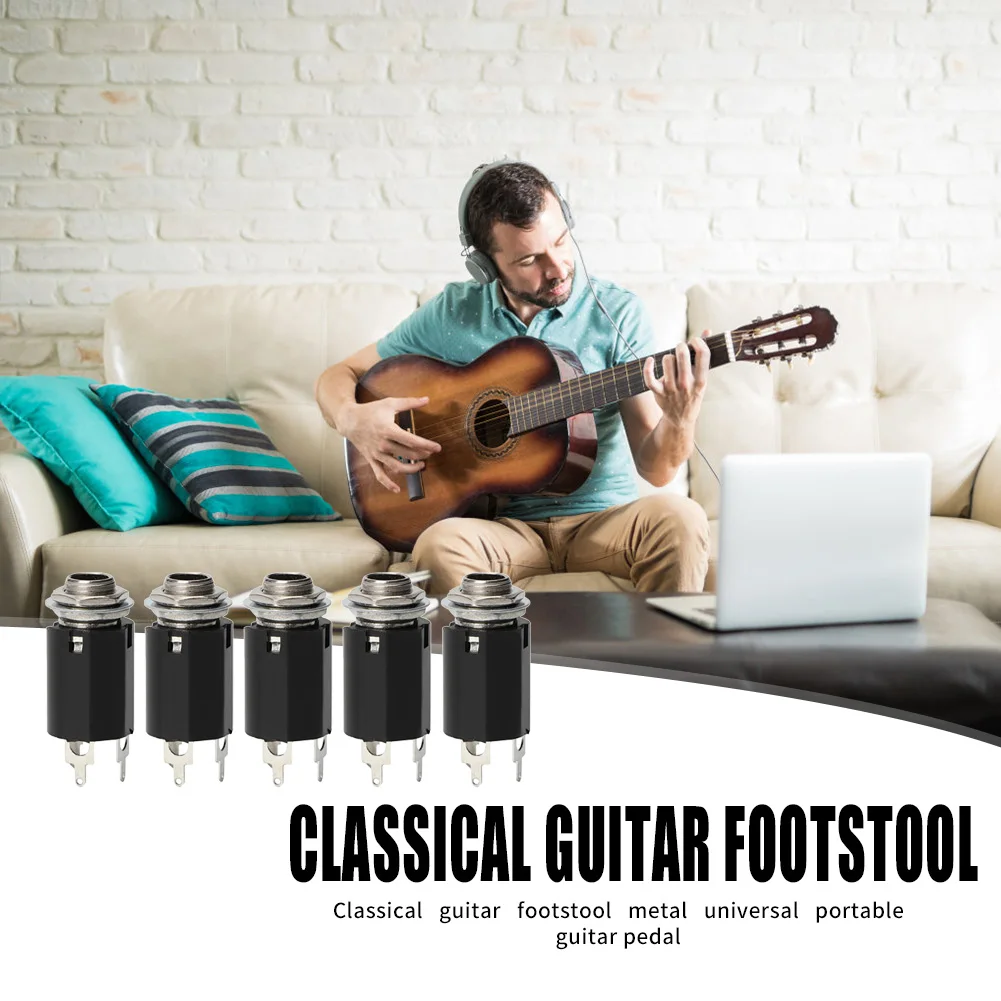 Guitar Stereo Output Plugs 5pcs Guitar EQ Jack Socket 6.35mm Jack Stereo Pickup Female Output Socket Plug Durable Solid