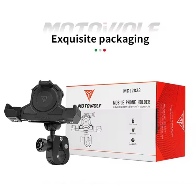 MOTOWOLF Motorcycle Outdoor Shock Absorbing Mobile Phone Holder Triangles Fixed Holder Wireless Charging Navigation Holder