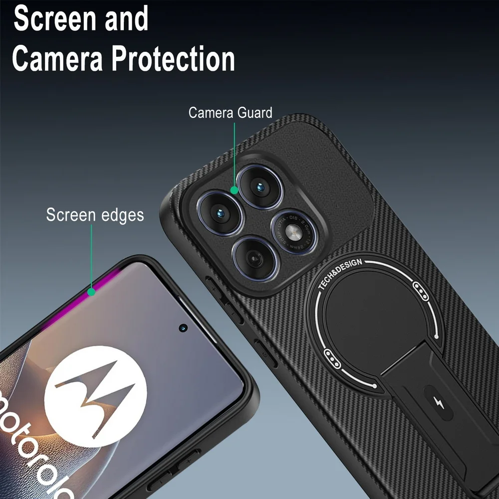 Carbon Fiber Magnetic Ring Case with Invisible Stand Holder