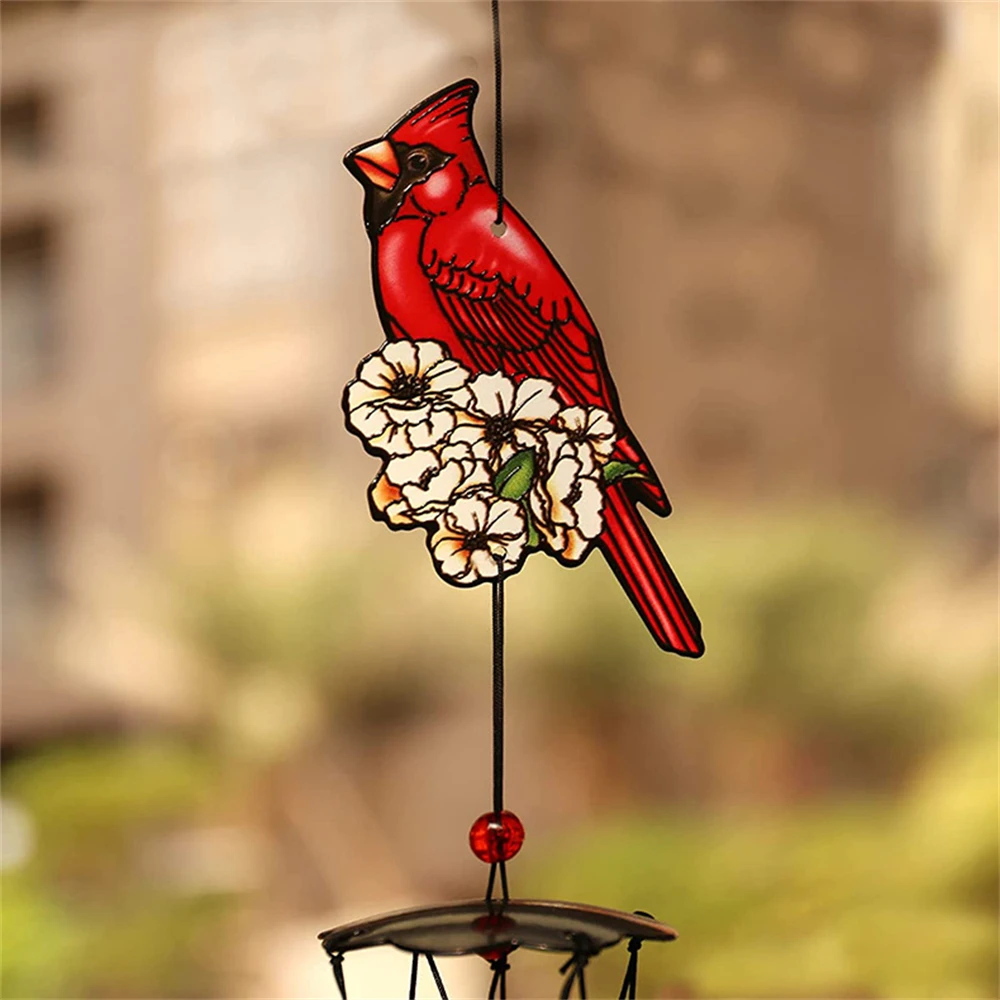 Cardinal Bird Wind Chime Red Bird Wind Chimes Outdoor Decorations Garden Backyard Church Hanging Decor 6