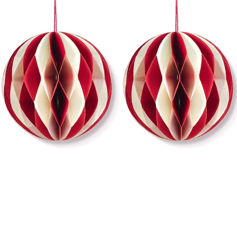 Colgante de bola de panal de 2 piezas, decoración colgante de papel para árbol de Navidad, Año Nuevo, boda, Baby Shower, fiesta de cumpleaños