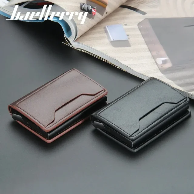 Anti Rfid Blocking Men Card Holder Case Wallets Free Name Customized Small Card Wallets Mini Wallet Qaulity Small Male Purses 2