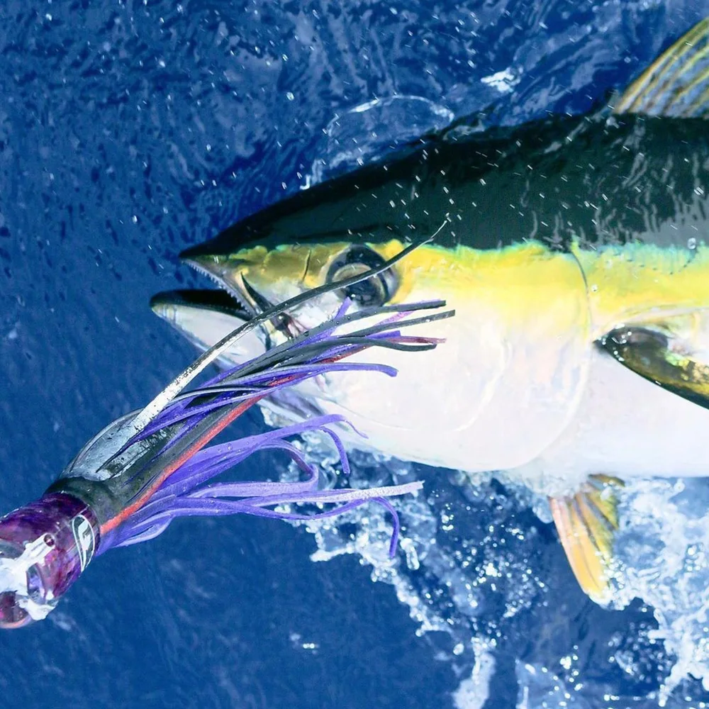 Saltwater Trolling Lure Set Of 4 - Rigged Skirted Lures For Dolphin, Tuna, Wahoo (Includes Black Bag) - View #3