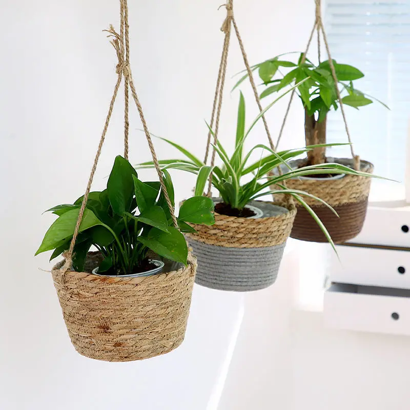Lot De 2 Pots De Fleurs Suspendus En Plastique - Avec Chaînes - Pour Intérieur/Extérieur - Décoration Murale Ou Plafond