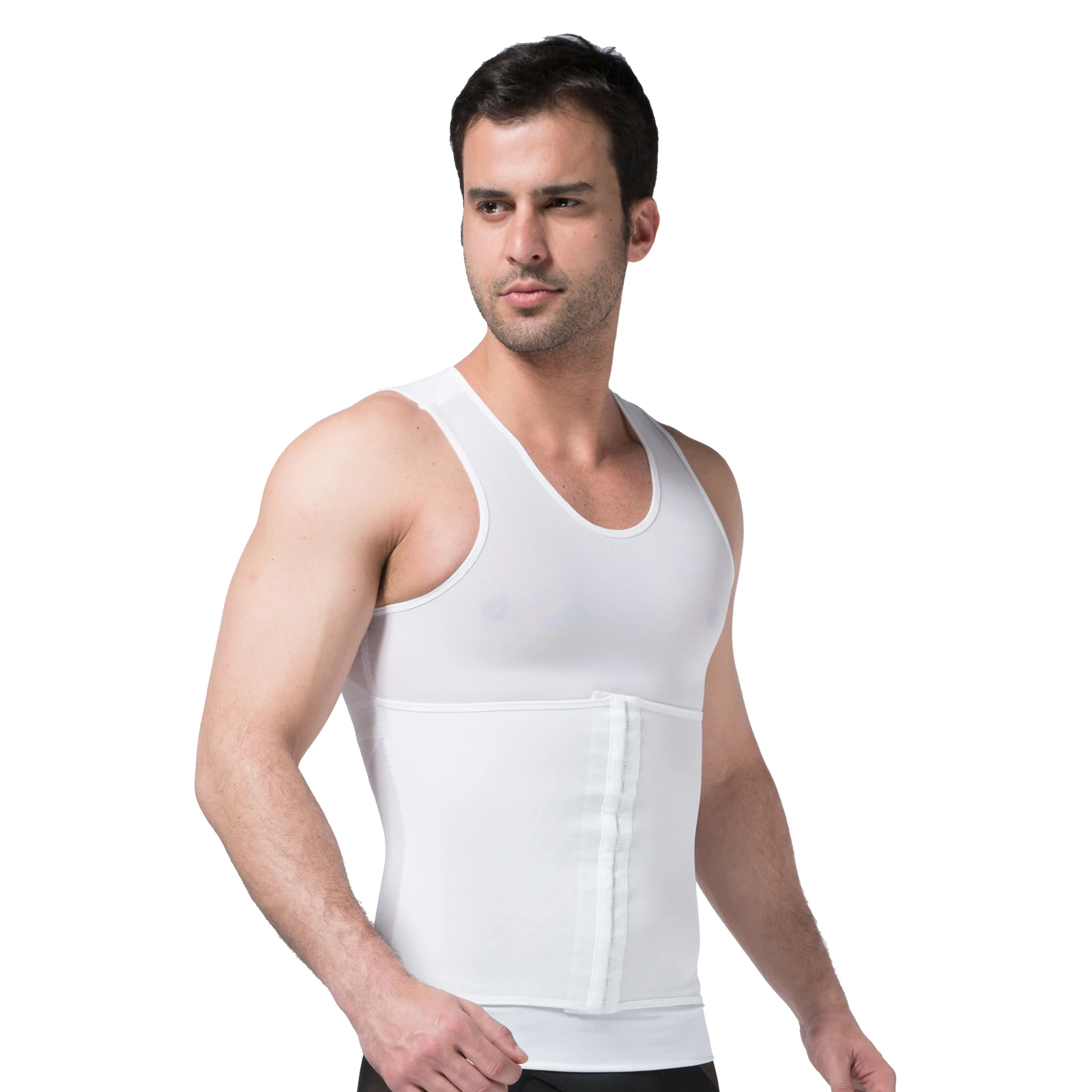 Men Waist Trainer Vest Beathable Elastic Shapewear 3 Hooks Tummy Control Weight Loss Double Compression Body Shaper for Male