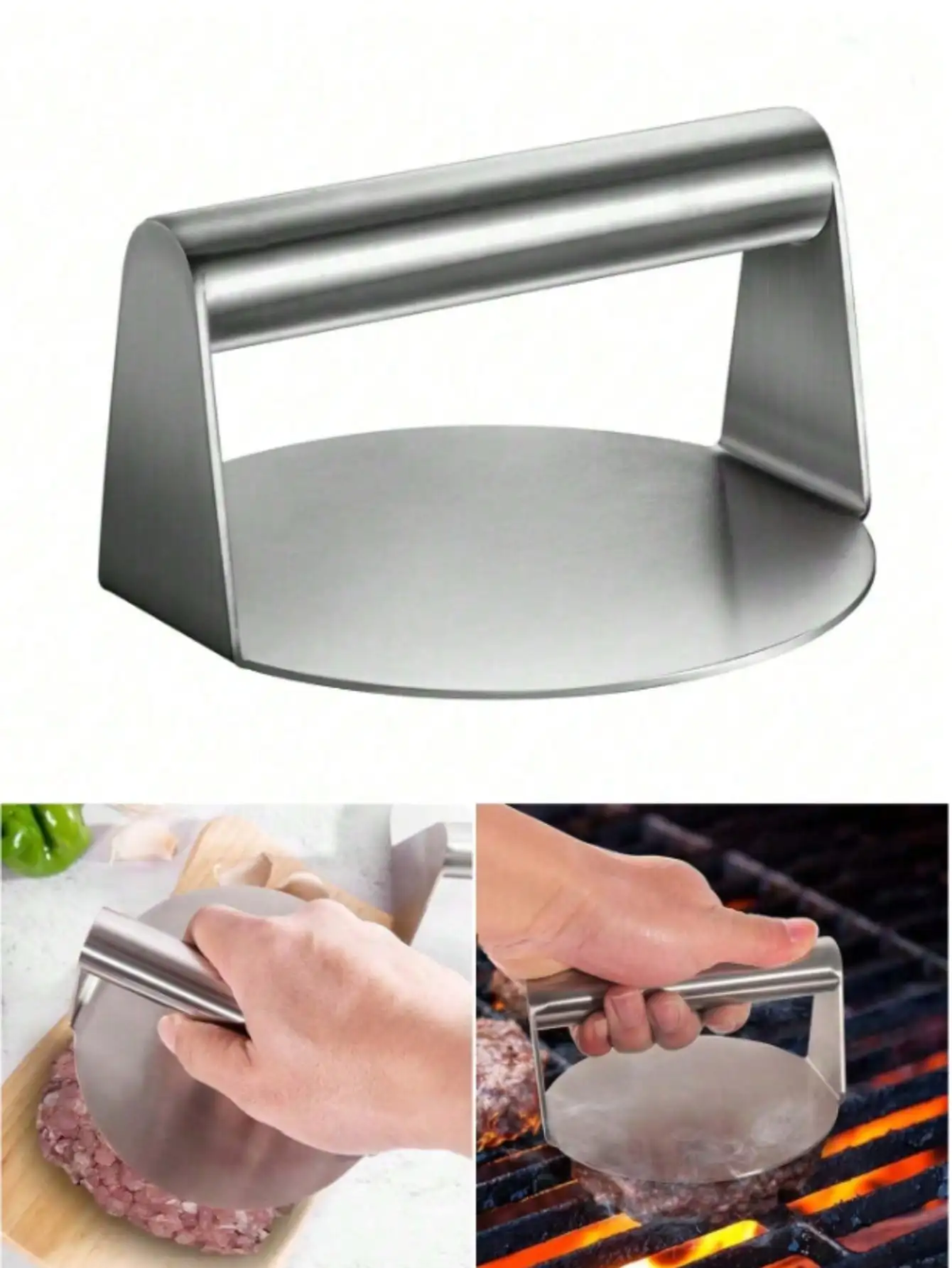 1pc Stainless Steel Burger Press Round Hamburger Press Patty Maker Hamburger Patty Maker Barbecue Accessories