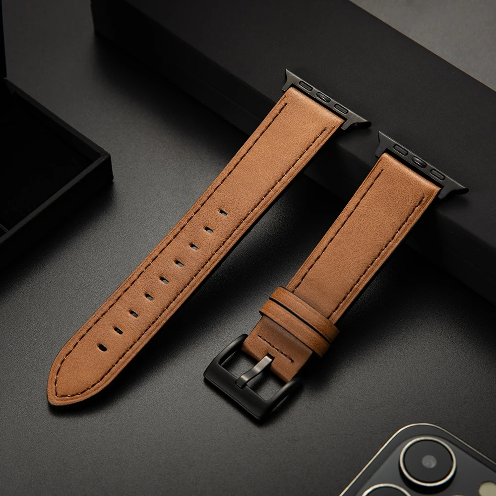 Premium Leather Strap Case Protector for Smartwatch with PC Shell