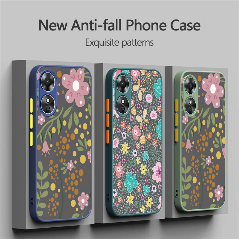 Custodia Morbida In Silicone Per Oppo A17 A 17 A16 A16 Copertura Paraurti Antiurto Oppo A15 A15S A16 A16K A16S A16E A17 Flower Leaf Capa