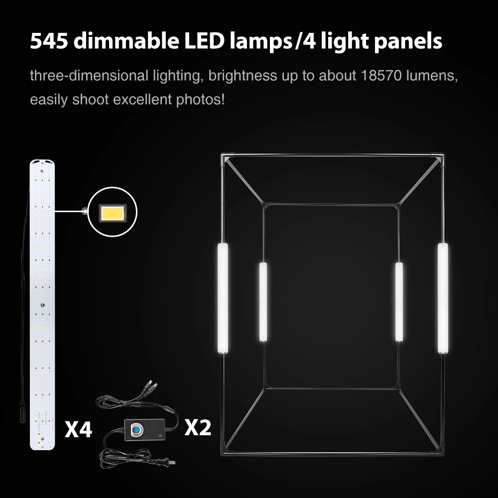 120*100*120cm Big Photo Studio Light Box Photography With 3 LED And Black, White, Blue Backdrops,Shooting Box Tent For Big Item