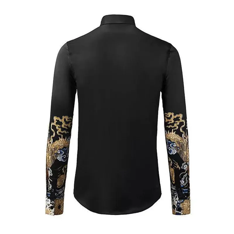 KPOP Fashion Style Harajuku Slim Fit Ropa Hombre Loose Casual All Match Sport Shirt Pointed Collar Printed Long Sleeve Blusa