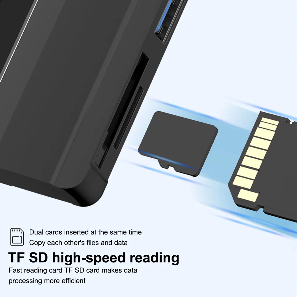 USB 허브 도크 어댑터 TF 카드 리더, 마이크로 멀티포트 도킹 스테이션 컨버터, 컴퓨터 PC 노트북 실버