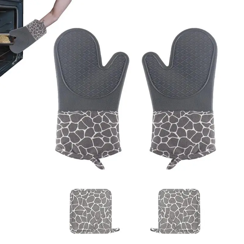 

Oven Mitts And Pot Holders Sets BBQ Gloves Oven Gloves Pot Holder Heat Resistant Kitchen Mitts And Pot Holder Steam Resistant