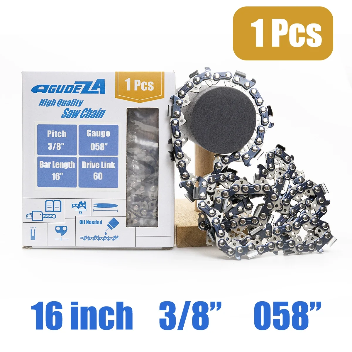 AGUDEZA1Pcs16InchSawChain38Pitch058Gauge60DLChainsaw