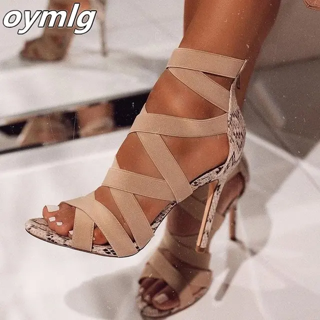 Women Sandal High Heels Gladiator Ankle Strap Sandals 2020 Summer Ladies Party Pumps Shoes Sandalia Feminina Big Size 4