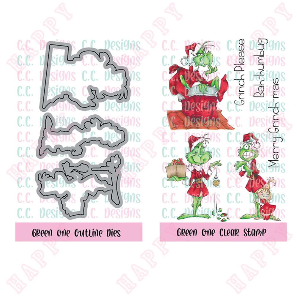 

New Metal Cutting Dies Stamps Christmas Green One Envelope DIY Scrapbooking Decorative Embossing Handcraft Paper Craft Template