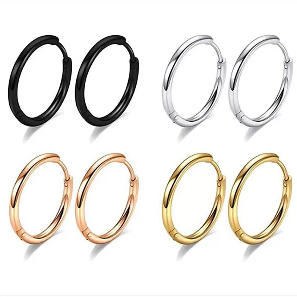 1 Pair 316L Stainless Steel Small Gold Silver Color Hoop Earrings for Women Tragus Cartilage Ear Bone Piercing Jewelry Gifts