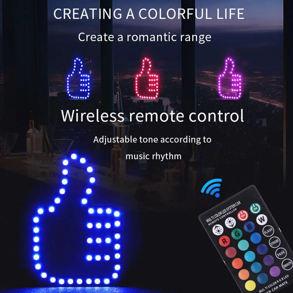 1x RGB LED Middle Finger Hand Finger Gesture Light w/Remote Car