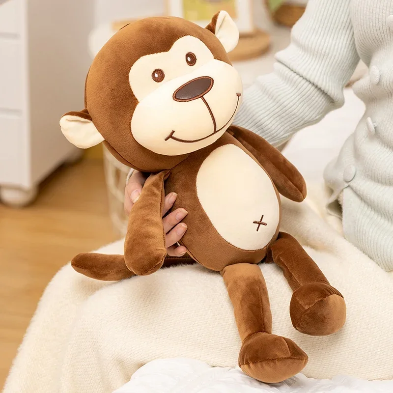 Hot 1pc 45cm Kawaii Monkey Plush Doll Brown Smiling Monkey Soft Stuffed Animal Cute Huggable Plushies Birthday Gifts For Girl