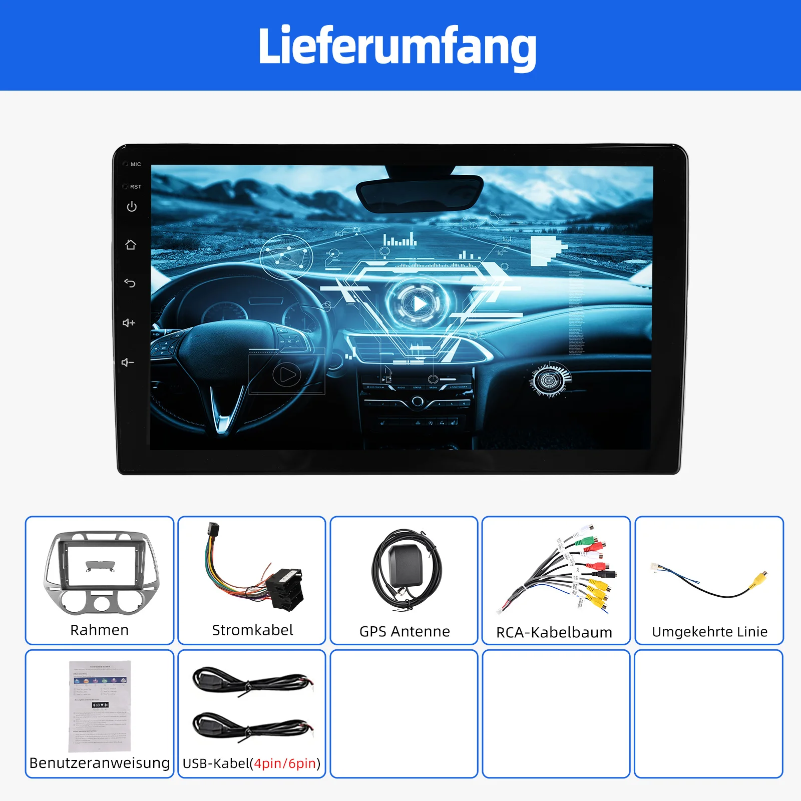 ESSGOO IPS Touchscreen Display Wireless CarPlay Android Auto Android 14 9" Für Hyundai i20 PB 2008-2011 Autoradio GPS Navigation USB FM Wifi Bluetooth Lenkradsteuerung Mirror Link RDS 2+32G/2+64G/4+64G – Detail 18