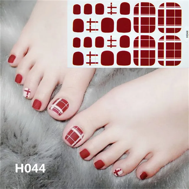 22tips Korea Toe Nail Sticker Wraps Adhesive Decals Toenail Polish Strips DIY Pedicure Foot Decals Manicure Women H044