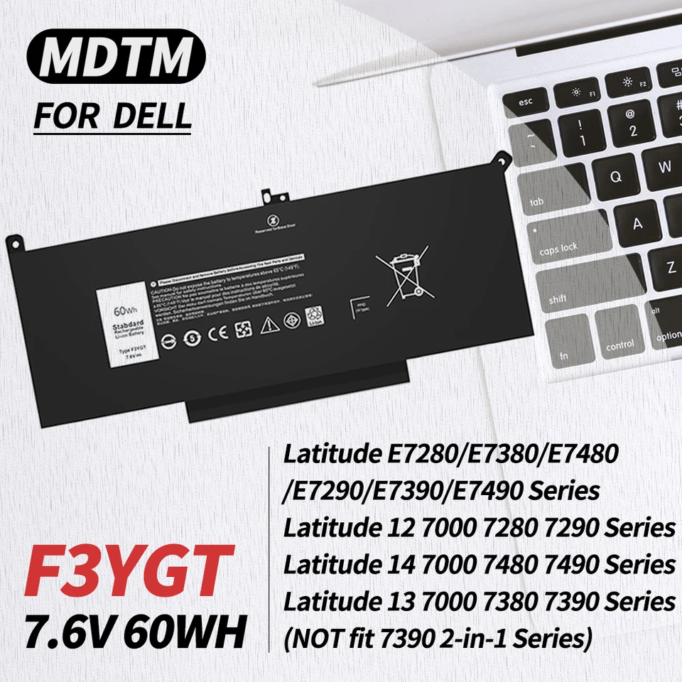 F3YGT Latitude 7480 バッテリー 7490 バッテリー 60WH Dell Latitude