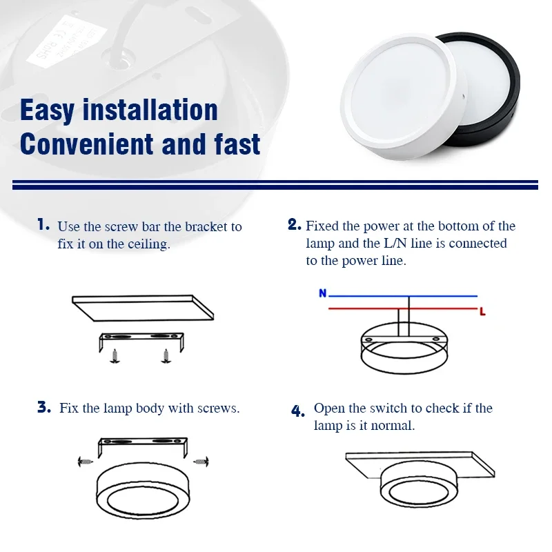 Enhanced Surface Mount Round LED Ceiling Downlight for Kitchen and Living Spaces