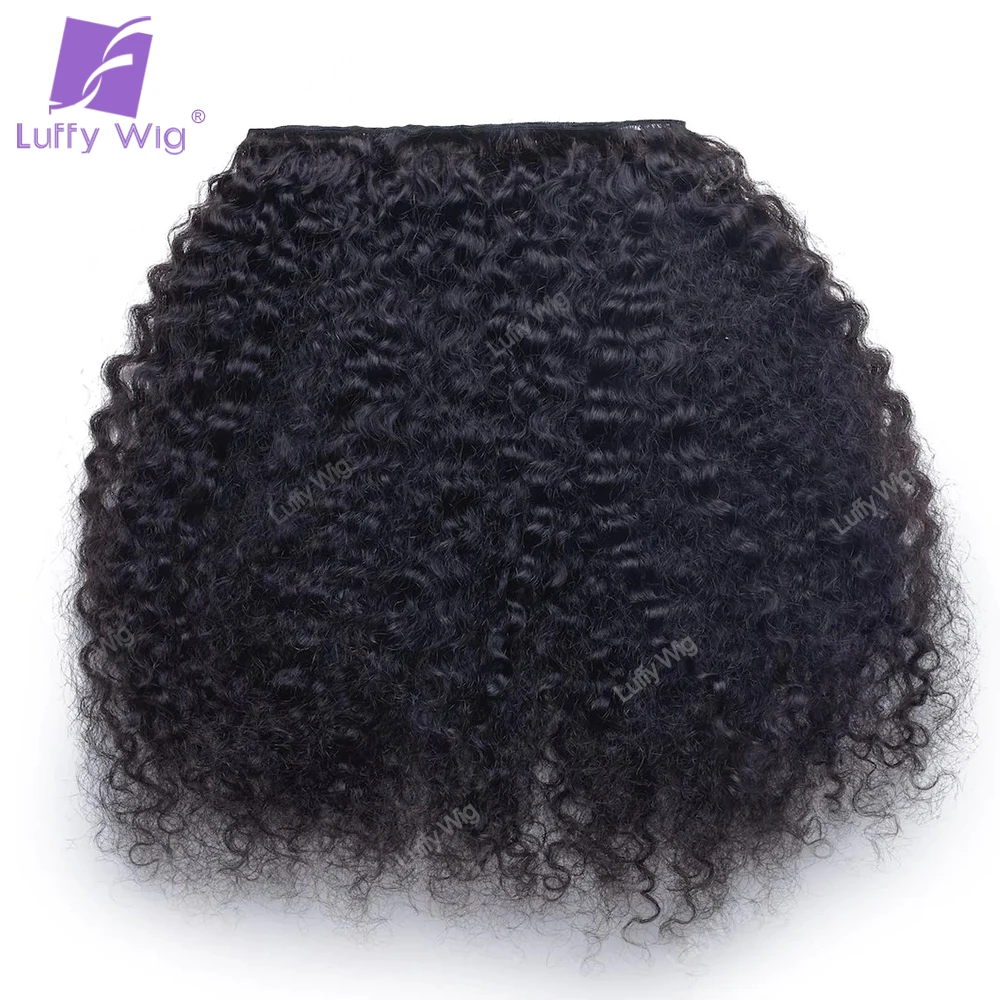 Seamless Pu Clip In Human Hair Extensions 3B 3C Afro Kinky Curly Real Brazilian Remy Clip On Human Hair Bundles 100g 7Pcs Luffy