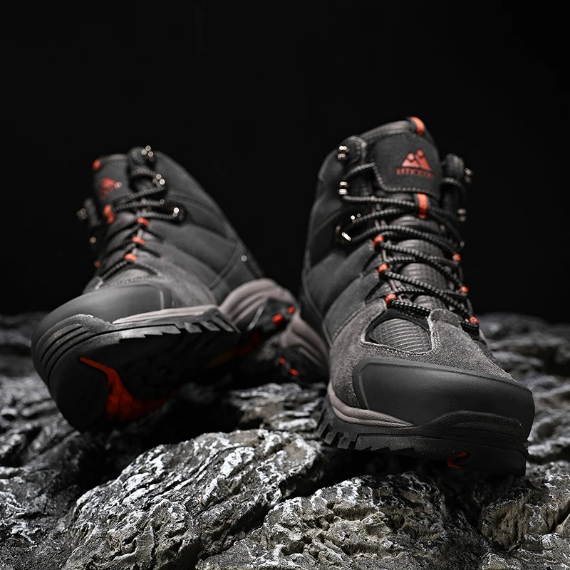 HIKEUP High-Top Männer Wanderschuhe Winter Outdoor Schuhe Schnüren Rutschfeste Sport Casual Trekking Stiefel Mann Wildleder warme Schuhe – Detail 26