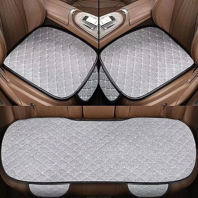 Car Seat Cover Gray Universal Protector Linen Front Back Flax Automobile  Cushion Pad Mat Backrest Auto Car Accessori Interior - AliExpress