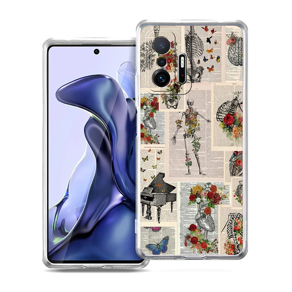 Transparent Soft TPU Shell with Anatomy Skeleton Chalkboard Heart Design