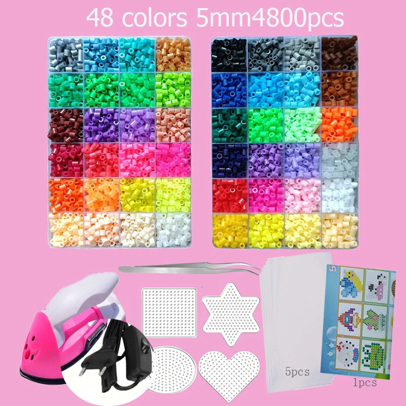 Hama Beads Box, упаковка, тепловая мозаика, Обучающие бусины из железа, Гладильные бусины, плавкие бусины, DIY, 24 48 72 сердечника 2,6 мм 5 мм