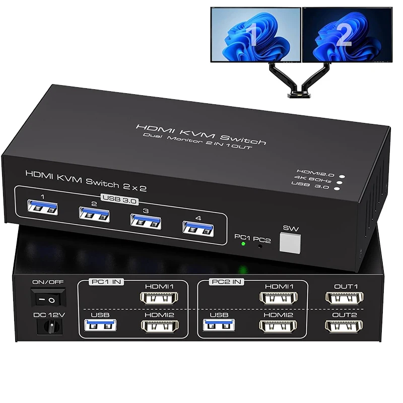 4K-60Hz-USB-3-0-Dual-Monitor-HDMI-KVM-Switch-2x2-Extended-Display-HDMI ...