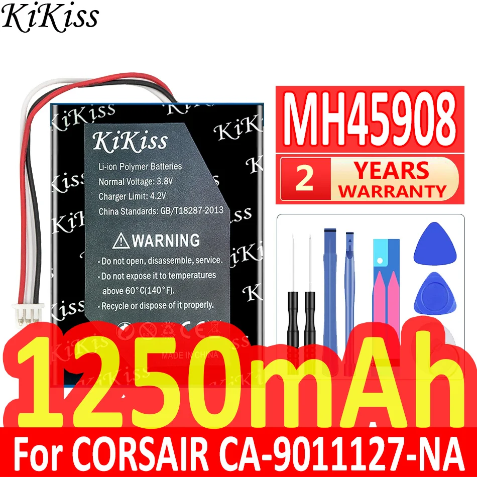 

1250mAh KiKiss Powerful Battery For CORSAIR CA-9011127-NA 9011136-AP For Garmin MH45908 H2100 Dolby 7.1 Bateria