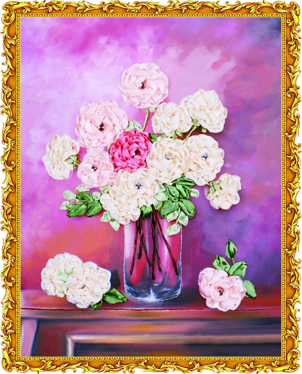 45x53cm Discourse Yiyi Ribbon embroidery kit stain painting set handcraft kit DIY handmade needlework art home decor