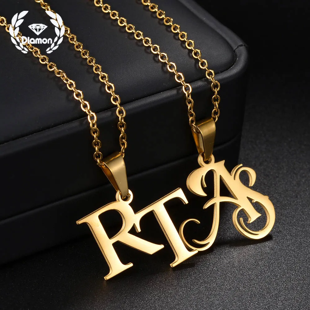 

Diamon Necklace Personalized Stainless Steel Customized Name Letter Nameplate Adjustable Pendant Chock Chain for Women Jewelry