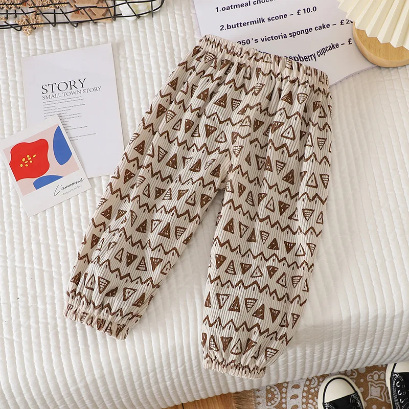 Vintage karierte gestreifte 1-7Y Kinderhose Herbst Cord strukturierte Kleinkind kurze Hose – Detail 6