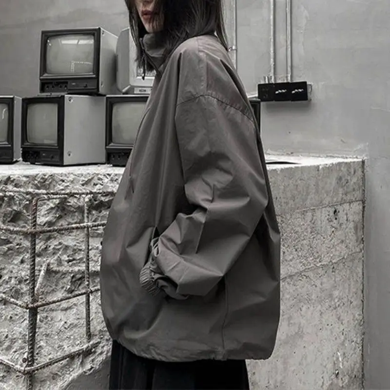 ZZ127 Spring and Autumn Semi-zipper Jacket 2024 New Thin Casual Jacket Pullover Loose and Thin Stand-up Collar Top 5