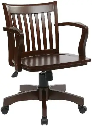 

Wood Banker's Desk Chair with Adjustable Height, Locking Tilt, and Heavy Duty Base, Espresso Acrylic nordic chair Metal chair Ba
