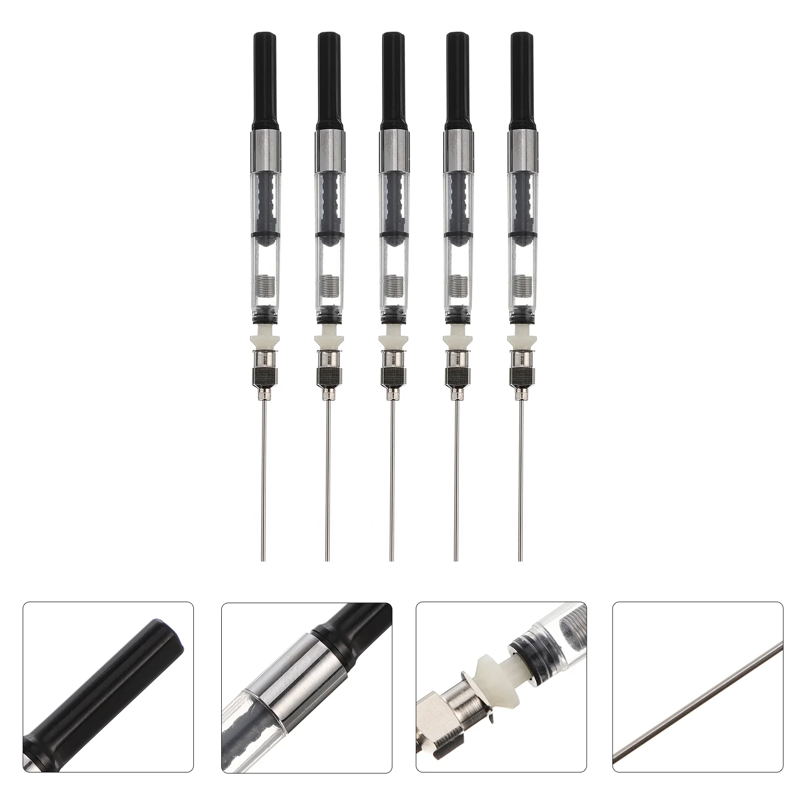 

5pcs Fountain Pen Ink Filler Stainless Steel Inks Filling Converters Spring with Removable Blunt Tips for Universal