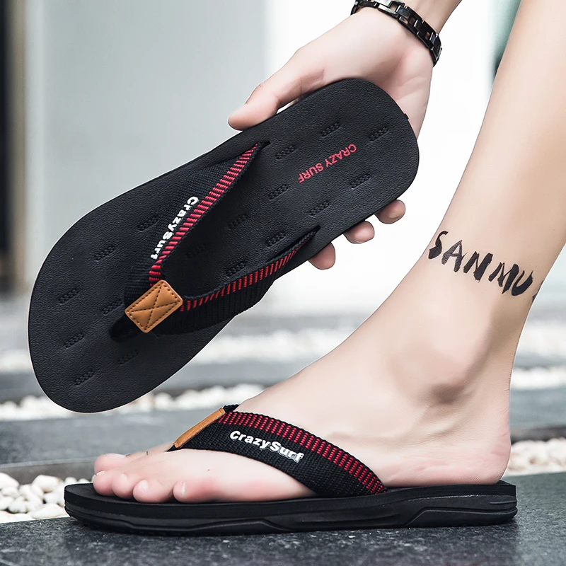 

Мужские классические шлепанцы, модные Универсальные Повседневные тапочки, дышащие мягкие эластичные удобные амортизирующие тапочки с зажимом для ног